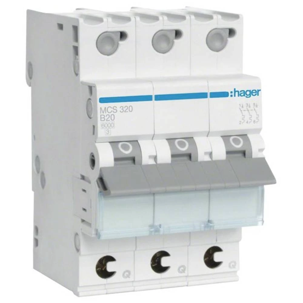 Hager MCS320 minijaturni automatski prekidač 3-polni 6kA C-20A QuickConnect 3M Hager MCS320 MCS320 zaštitna sklopka za vodove    3-polni 20 A  400 V slika