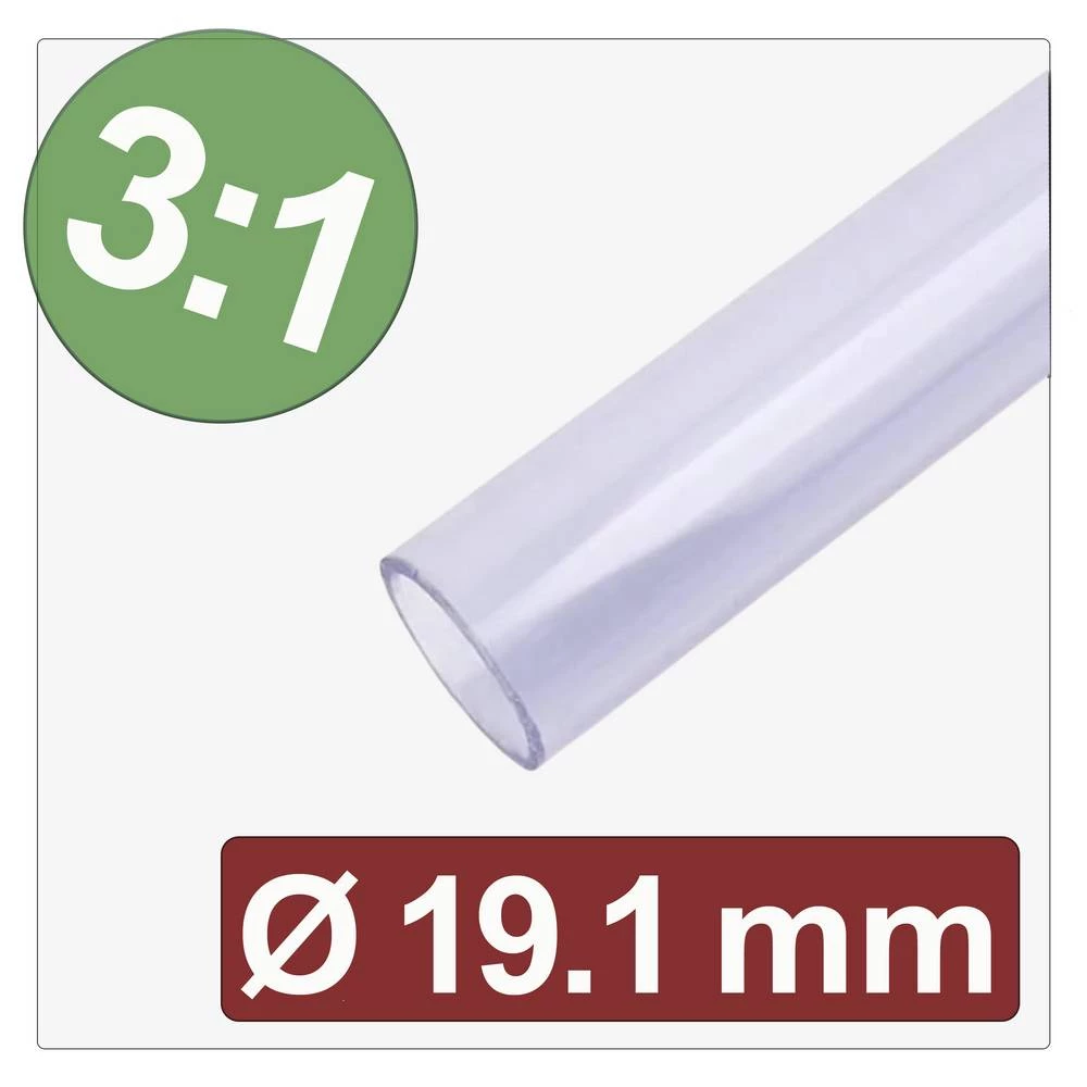 Quadrios 25CA647 skupljajuća cijev s ljepilomi prozirna 19.1 mm 6.4 mm Stopa skupljanja:3:1 Roba na metre slika