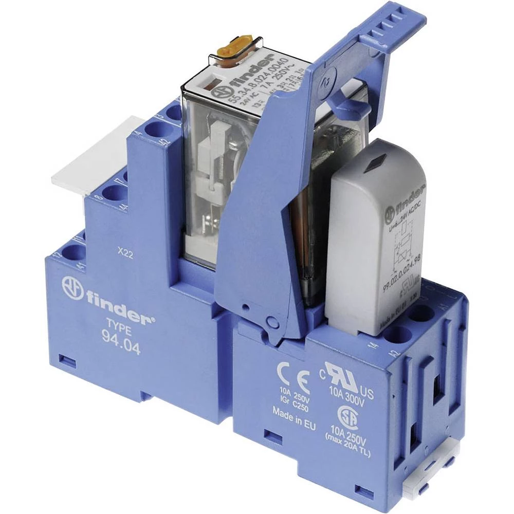 Finder 58.34.8.024.5062 relejni modul Nazivni napon: 24 V/AC Prebacivanje struje (maks.): 7 A 4 prebacivanje  1 St. slika