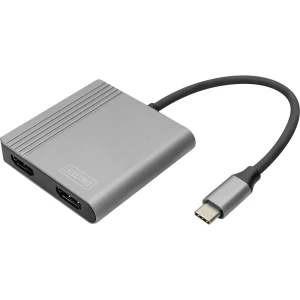 Digitus DA-70828 HDMI / USB-C® adapter [1x USB-C® - 2x ženski konektor HDMI] crna sa zaštitom, okrugli 0.18 m slika