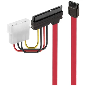 LINDY tvrdi disk priključni kabel [2x SATA-utičnica 7-polna, 4-polni električni muški konektor ide - 1x SATA-kombinirana utičnica 7+15-polna] 0.5 m crvena slika