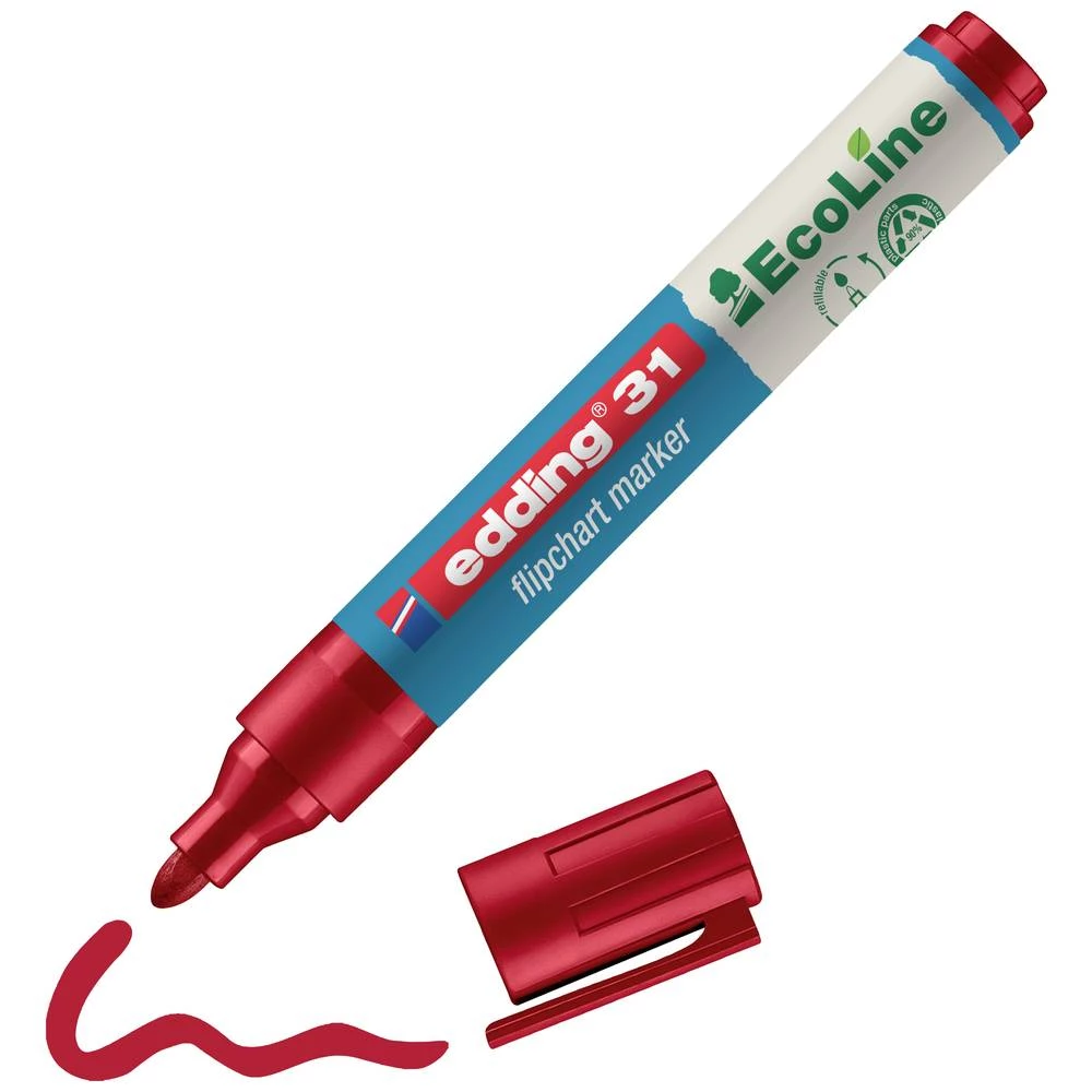 Edding 4-31002 Flipchart marker 31 EcoLine okrugli vrh 1.5 - 3 mm crvena 1 St. slika