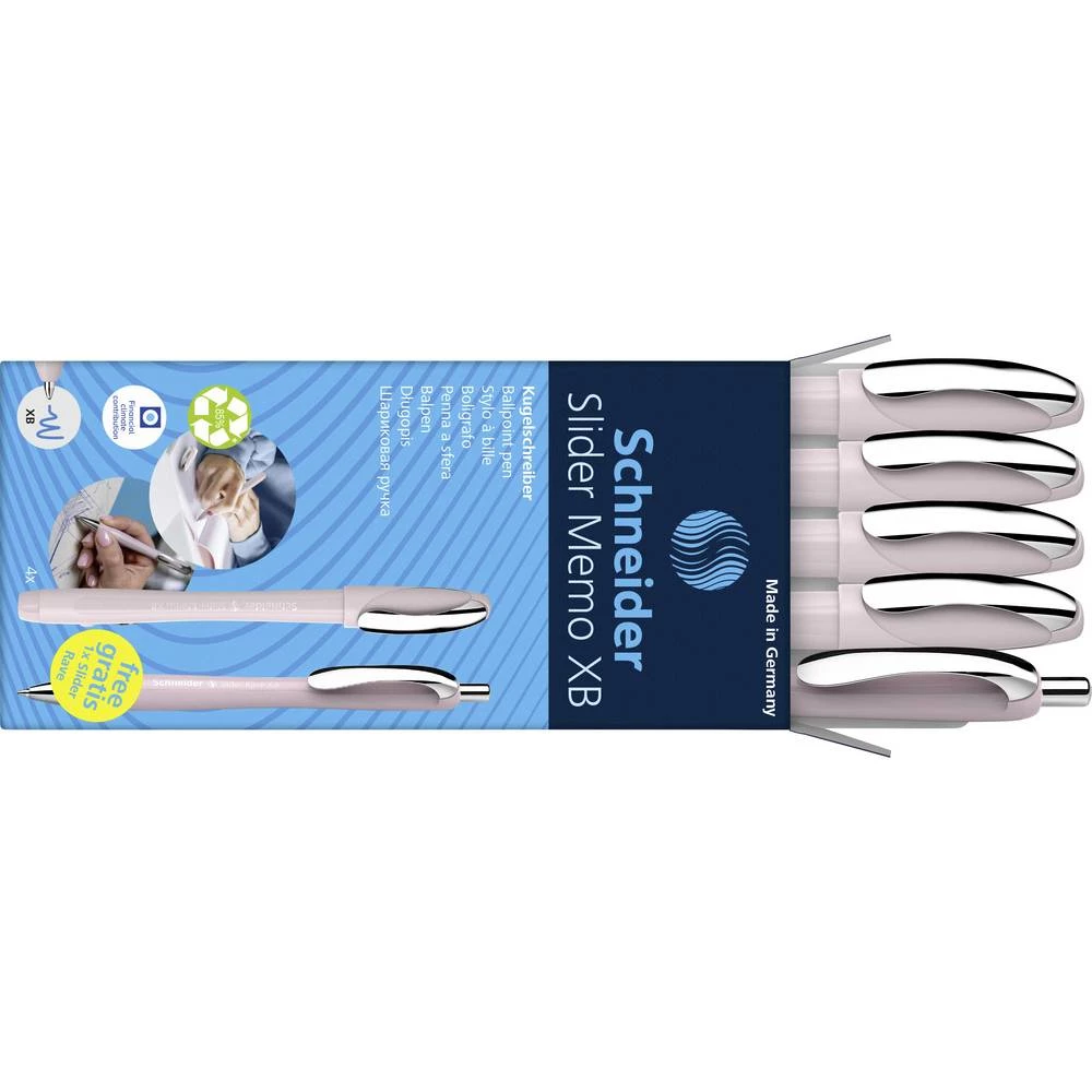 Schneider Schreibgeräte Etui 4x Memo + 1x Rave pearl 150235 kemijska olovka Boja napisanog teksta: plava boja 5 kom. slika