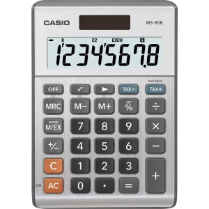 Stolni kalkulator Casio MS-80B Srebrno-siva Zaslon (broj mjesta): 8 solarno napajanje, baterijski pogon (Š x V x d) 103 x 29 x 1 slika