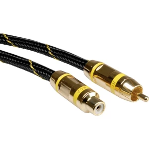 Roline Cinch video priključni kabel [1x muški cinch konektor - 1x ženski cinch konektor] 2.50 m crna/zlatna slika