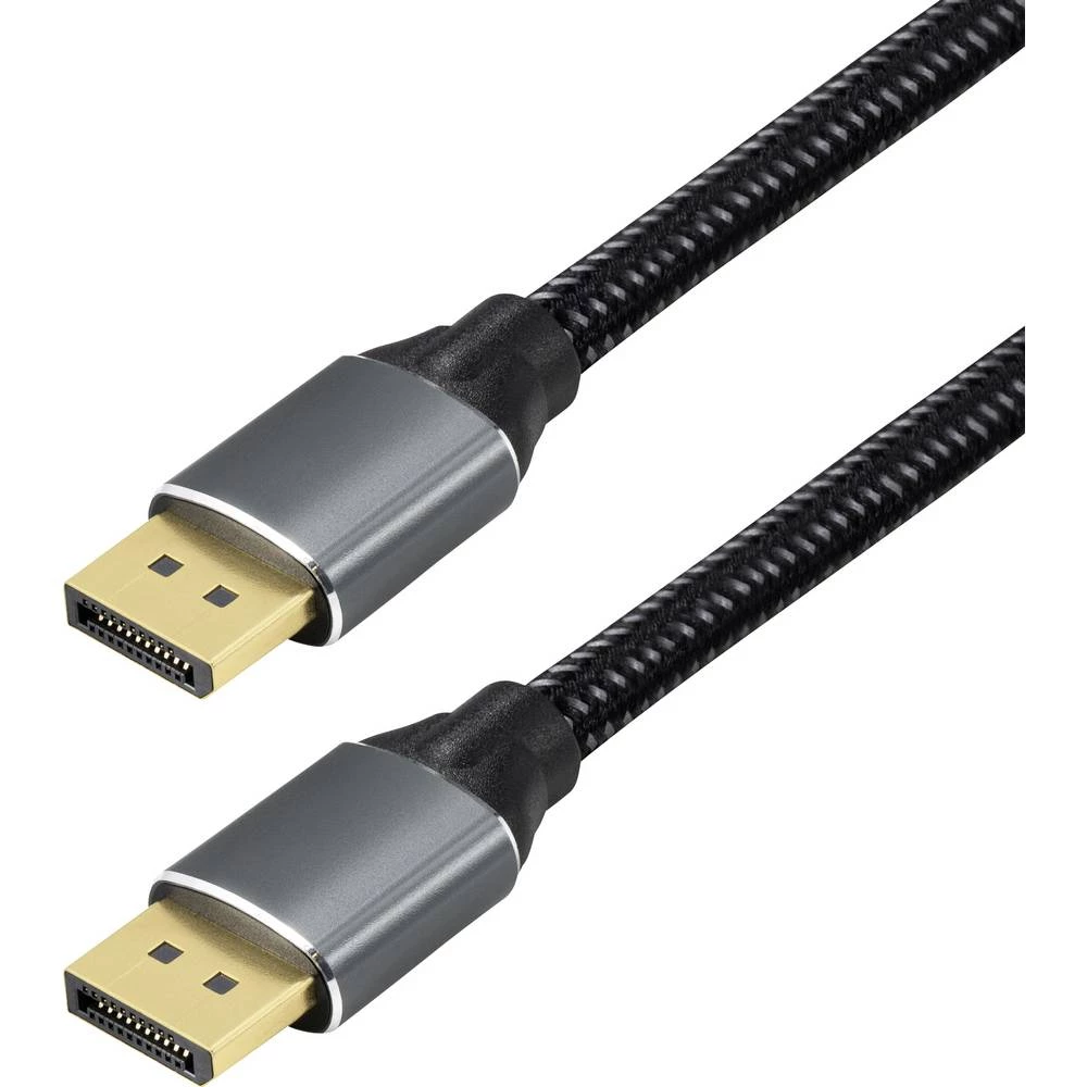 Maxtrack DisplayPort priključni kabel DisplayPort utikač 2 m crna C303-2L 16K UHD, aluminijski utikač, pozlaćeni kontakt slika