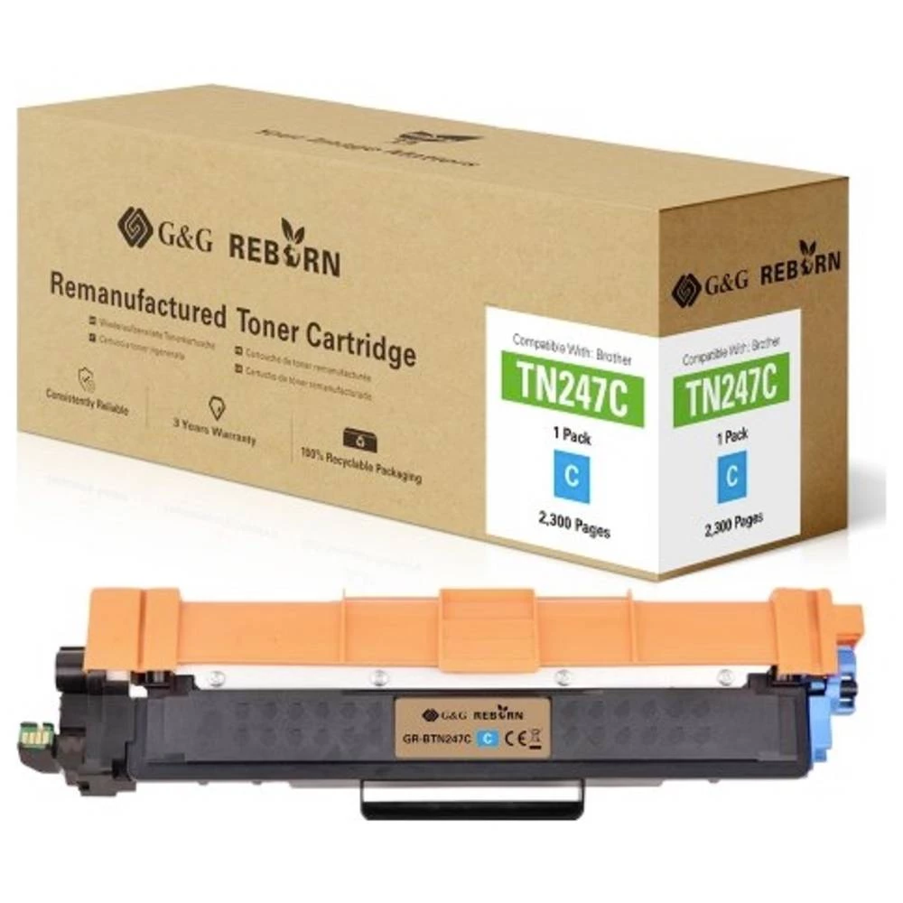 G&G toner zamijenjen Brother TN-247C kompatibilan  cijan 2300 Stranica Reborn remanufactured 21185 slika