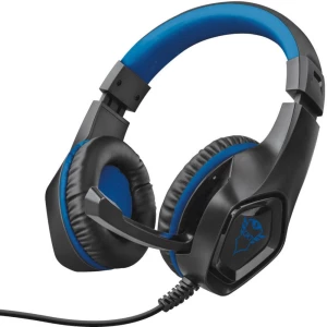 Igraće naglavne slušalice sa mikrofonom 3,5 mm priključak Sa vrpcom Trust GXT404B Rana Preko ušiju Crna, Plava boja slika