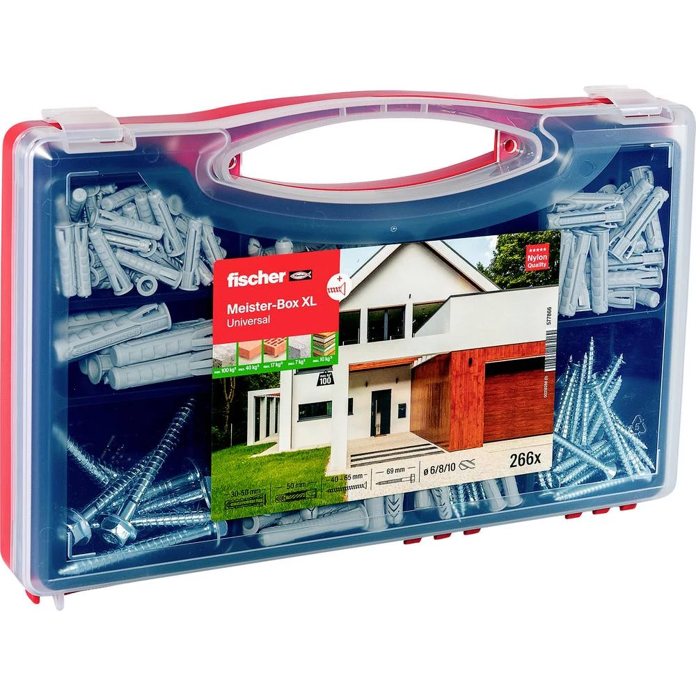 Fischer 577866 Meister-Box XL Universal + S kutija s asortimanom za tiple 30 mm, 40 mm, 50 mm 266 Dijelovi slika