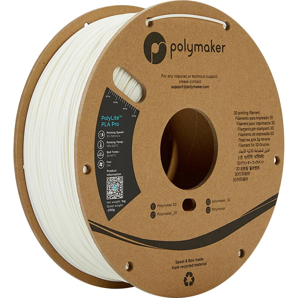 Polymaker PA07002  3D pisač filament PLA Pro visoka krutost, otporan na udarce 1.75 mm 1000 g bijela PolyLite™ 1 St. slika
