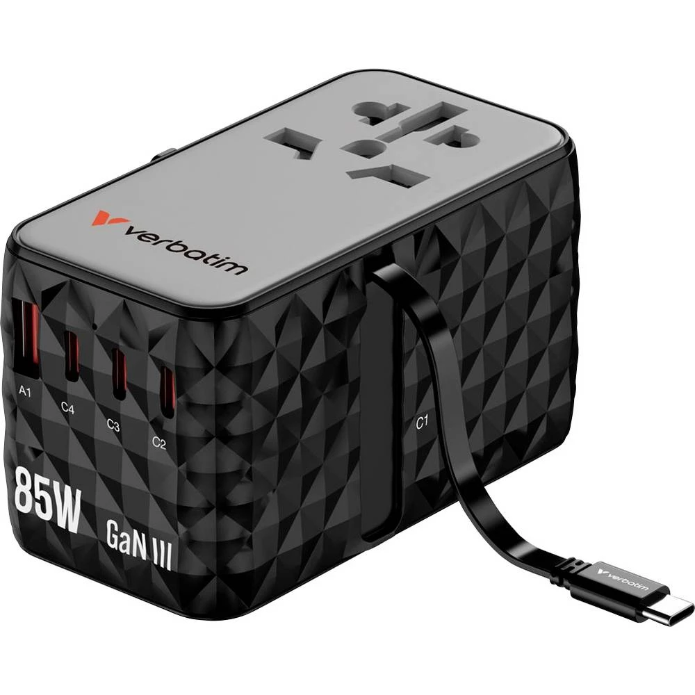 Verbatim Charge 'n' Travel GaN III 32127 adaptar za putovanje   4 x 1x USB-A, 3x USB-C® GaN, s europskim adapterom, s UK slika