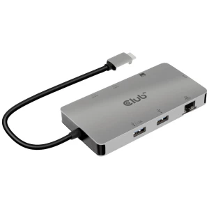 CLUB3D Type-C 8-u-1 hub s 2x HDMI, 2x USB-A, RJ45, utorima za SD/Micro SD kartice i USB Type-C ženskim priključkom club3D CSV-1593 8 ulaza USB-C® (3.2 gen. 2) čvorište s više priključaka siva slika