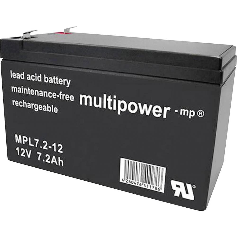 multipower MPL7,2-12 146649 olovni akumulator 12 V 7.2 Ah olovno-koprenasti (Š x V x D) 65 x 102 x 151 mm plosnati prikl slika