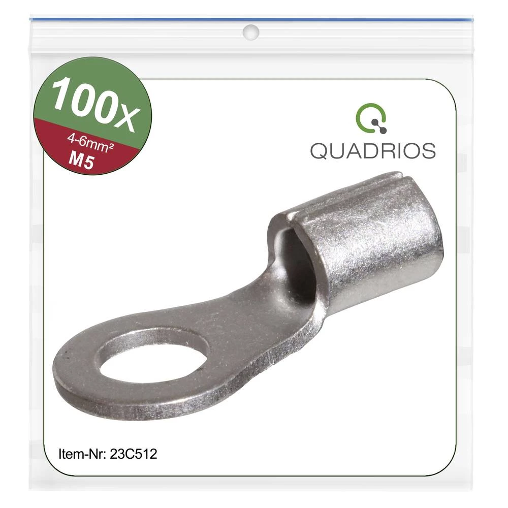 Quadrios 23C512 prstenasta kabelska stopica Presjek (maks.)=6 mm² Otvor Ø=5.3 mm neizolirani 100 St. slika