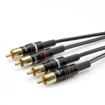 Hicon HBP-C2-0030 utičnica / Cinch audio priključni kabel [2x muški cinch konektor - 2x muški cinch konektor] 0.30 m crna