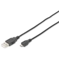 Digitus USB 2.0 Priključni kabel [1x Muški konektor USB 2.0 tipa A - 1x Muški konektor USB 2.0 tipa Micro B] 1 m Crna Okrugli, d slika