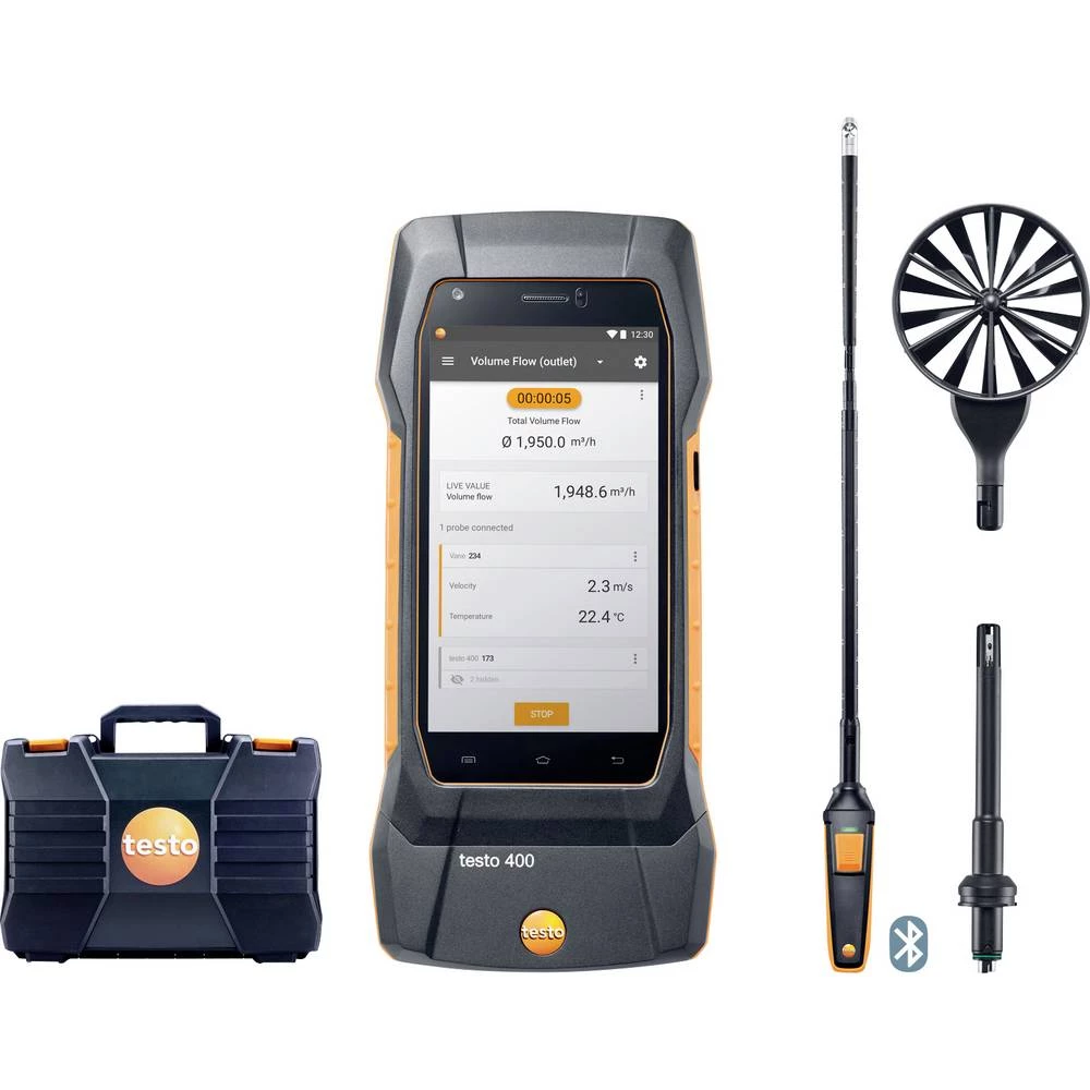 testo testo 400 - Strömungs-Set mit 16 mm-Flügelradsonde komplet tehnike za mjerenje okoliša temperatura, pritisak -40, slika