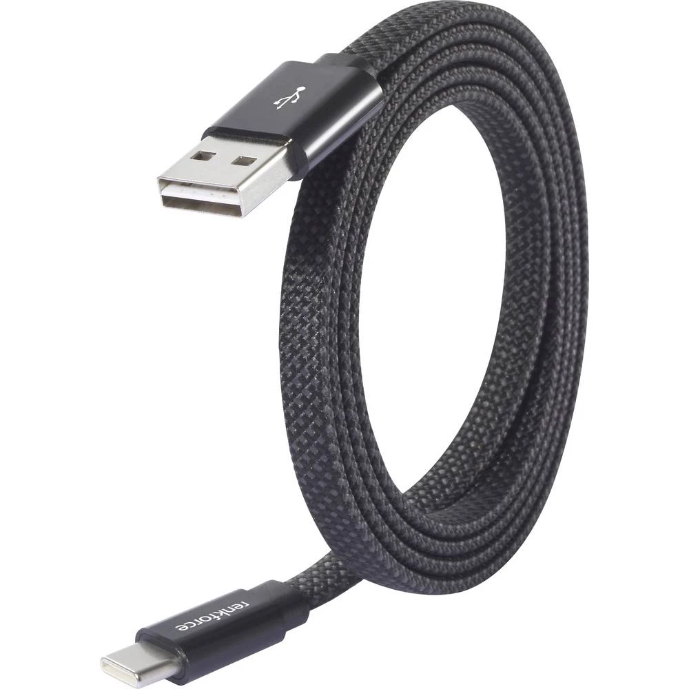 Renkforce USB kabel USB 2.0 USB-A utikač, USB-C® utikač 1.00 m crna s magnetskim namotom RF-6872560 slika