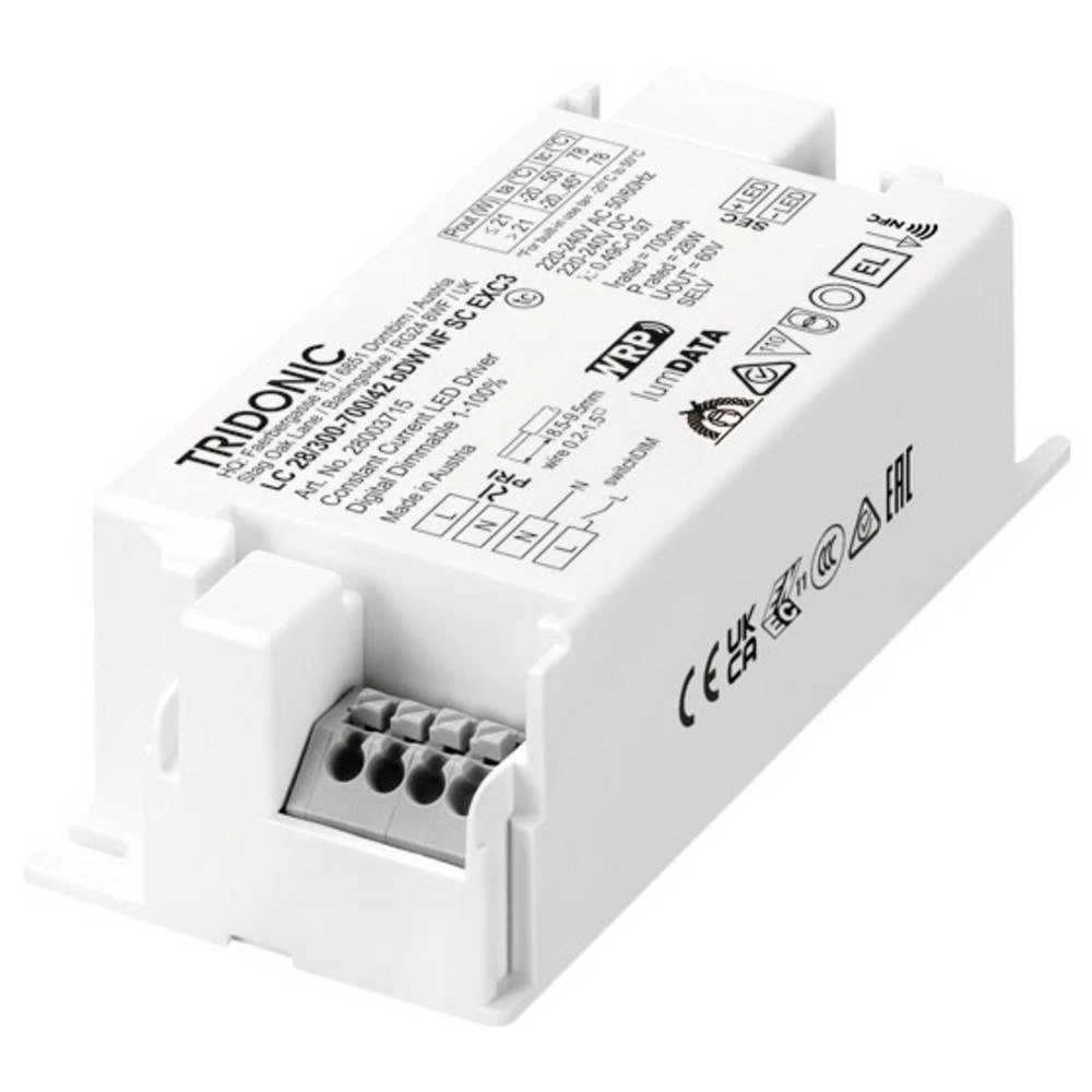 Tridonic LC 28W 300-700mA 42V bDW NFC SC EXC3 LED pogonski sklop 28 W 0.7 A 7.5 - 42 V 1 kom. slika