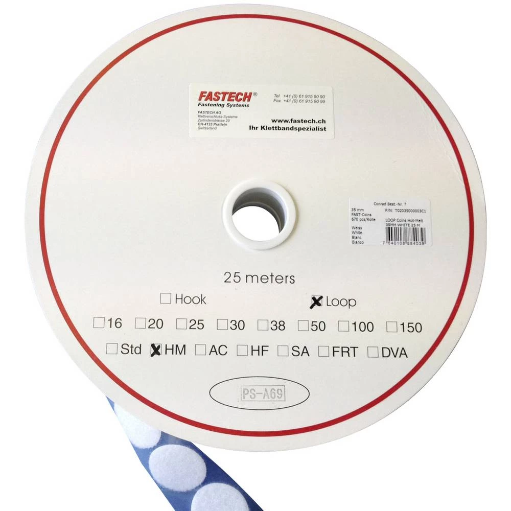 FASTECH® okrugli prianjajući nastavak za lijepljenje vrućom talinom mekana vunena roba (Ø) 35 mm bijela 5 m slika