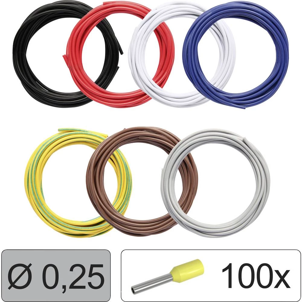 Quadrios 25CW111 pojedinačna žica LiFY 0.25 mm² crna, crvena, bijela, plava boja, žuto-zelena , smeđa boja, siva 1 Set slika