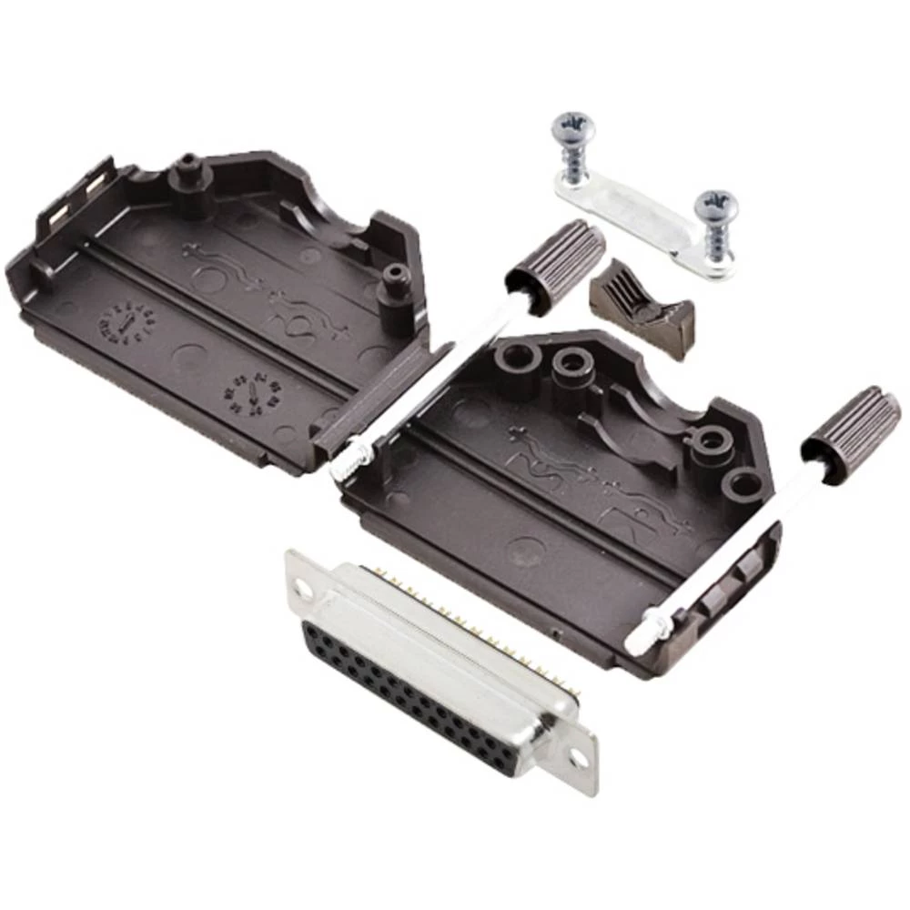 Višestruki ženski konektor D-SUB komplet 180 ° Broj polova: 25 Lemni kup TRU COMPONENTS TCDPPK25BKDBSK 1 ST slika