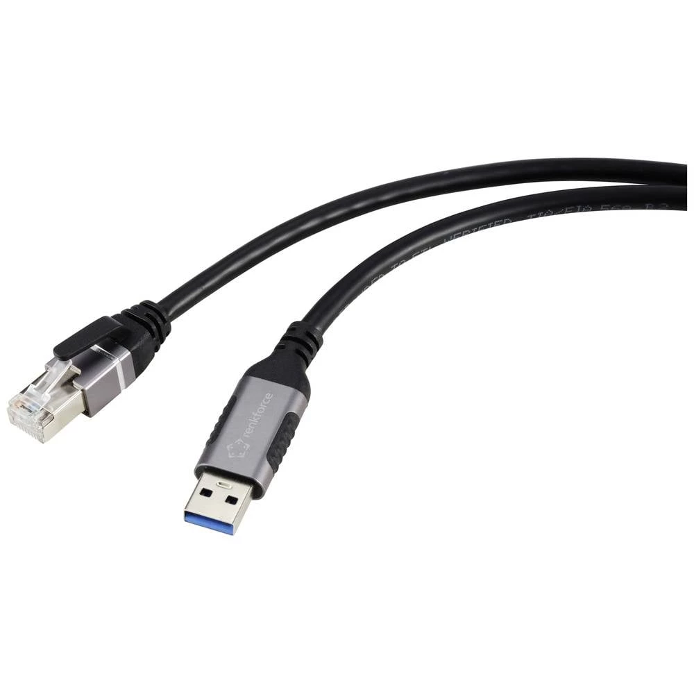 Renkforce USB, mreža adapterski kabel [1x USB 3.2 gen. 1 utikač A (USB 3.0) - 1x RJ45-utikač]  5.00 m aluminijski utikač slika