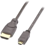 LINDY HDMI priključni kabel HDMI A utikač, HDMI Micro D utikač 0.50 m crna 41350  HDMI kabel