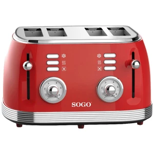 SOGO Human Technology  #####4-Scheiben-Toaster indikatorska lampica, toast funkcija crvena (metalna) slika
