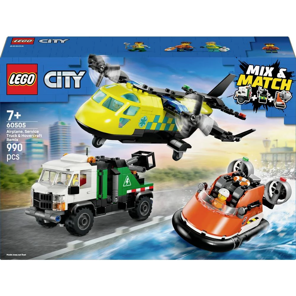 60505 LEGO® CITY Kombinirani set s avionom, vozilom za održavanje i lebdjelicom (60505) slika