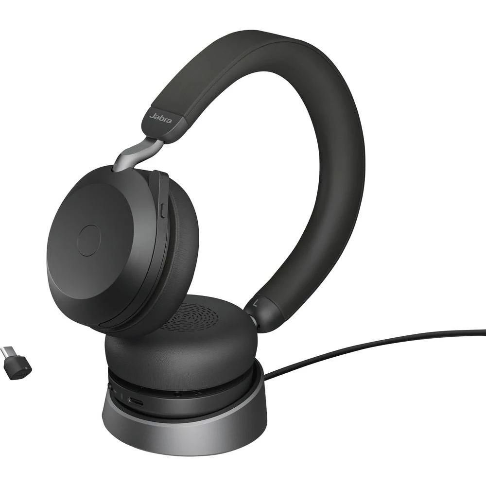 Jabra Evolve2 75 telefon On Ear Headset žičani crna indikator napunjenosti baterije, utišavanje mikrofona slika