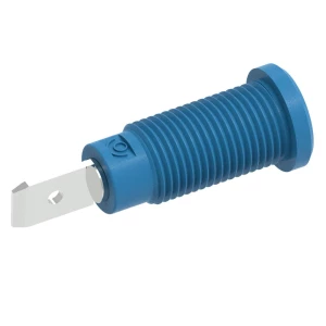 Sigurnosna banana utičnica Ø2 mm s okruglom maticom Ø10 mm, ravni spojni jezičak 4,8x9 mm, plava Electro PJP 228-2-I-CD1-Bl sigurnosna ugrađena utičnica   plava boja 1 St. slika