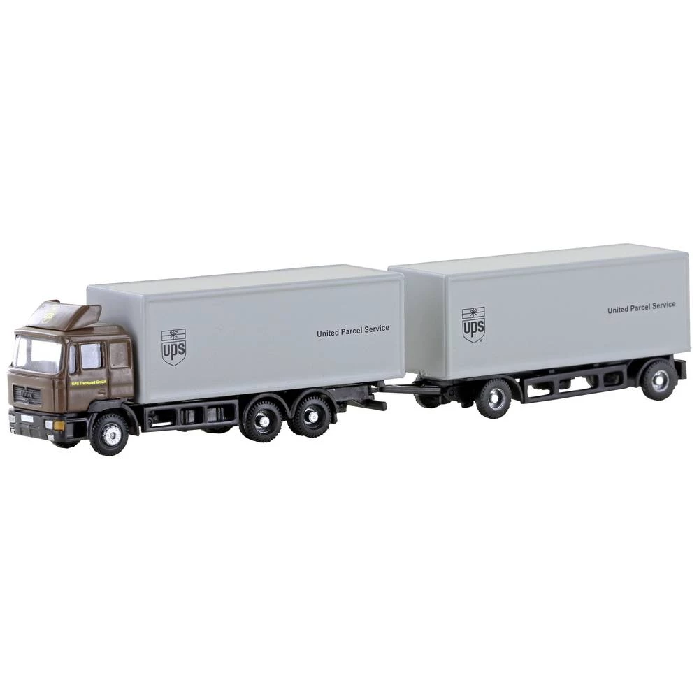 Minis by Lemke LC4602 n model kamiona MAN F90, 3-osovinska sandučarska prikolica UPS slika