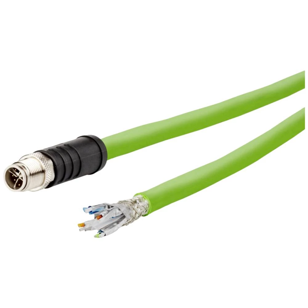 Metz Connect 142M6X10050 M12 mrežni kabel, Patch kabel CAT 6a SF/UTP 5 m zelena PUR plašt, postojan na kiselinu, postojan na ozon, UV otporan, mogućnost korištenja za vuču, bez halogena, postojan n... slika