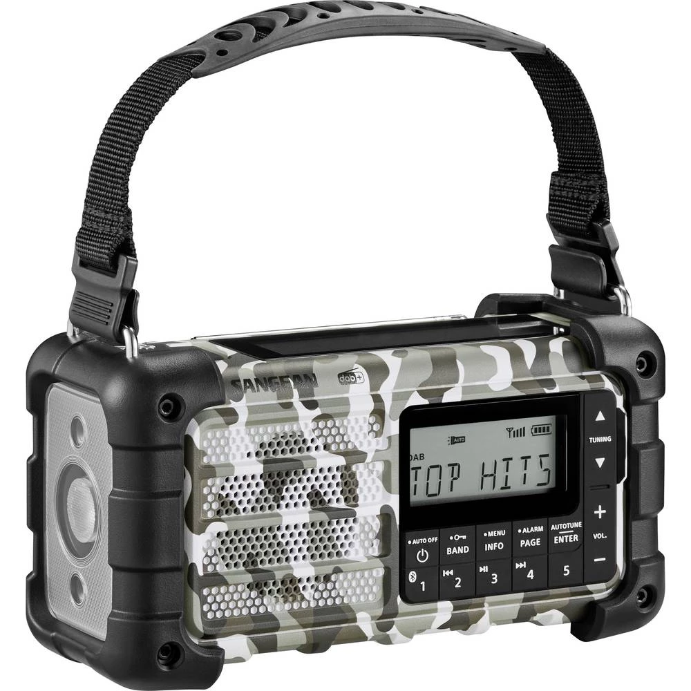 Sangean MMR-99 DAB+ Camo radio za hitne slučajeve DAB+ (1012), UKW (1014) AUX, USB, Bluetooth®  solarni panel, ručna obr slika
