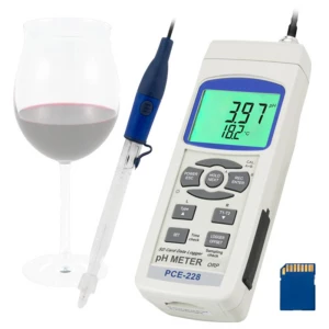 pH metar PCE-228 uključujući pH elektrodu PCE-PH-WINE i senzor temperature TP-07 PCE Instruments PCE-228WINE mjerač pH vrijednosti pH vrijednost, Redox (ORP) slika