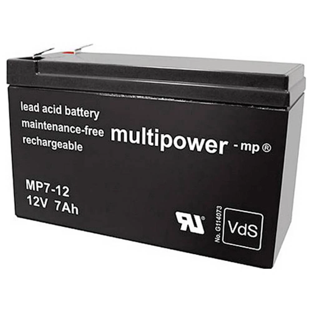 multipower MP7-12 142239 olovni akumulator 12 V 7 Ah olovno-koprenasti (Š x V x D) 65 x 102 x 151 mm plosnati priključak slika