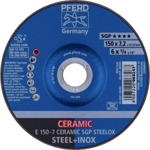 PFERD 69901759 E 150-7 CERAMIC SGP STEELOX ploča za grubu obradu s glavom  150 mm 22.23 mm 10 St. slika