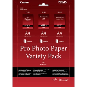 Foto papir Canon Pro Photo Paper Variety Pack A4 PVP-201 6211B021 DIN A4 210 gm² 15 Stranica Visoki sjaj, Svileni sjaj, Mat slika