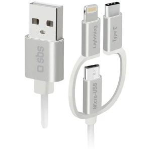 sbs mobile USB-C kabel USB 2.0 USB-C®, Apple Lightning utikač, USB-Mini-A utičnica 1.20 m bijela  TECABLEUSBIP53189W slika