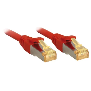 LINDY 47296 RJ45 mrežni kabel, Patch kabel cat 6a (sirovi kabel cat 7) S/FTP 5.00 m crvena sa zaštitom za nosić 1 St. slika