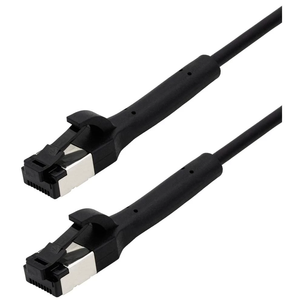 Maxtrack TI42-1L RJ45 mrežni kabel, Patch kabel CAT 8.1 U/FTP 1 m crna jednostruko oklopljeni kabel, fleksibilan 1 St. slika