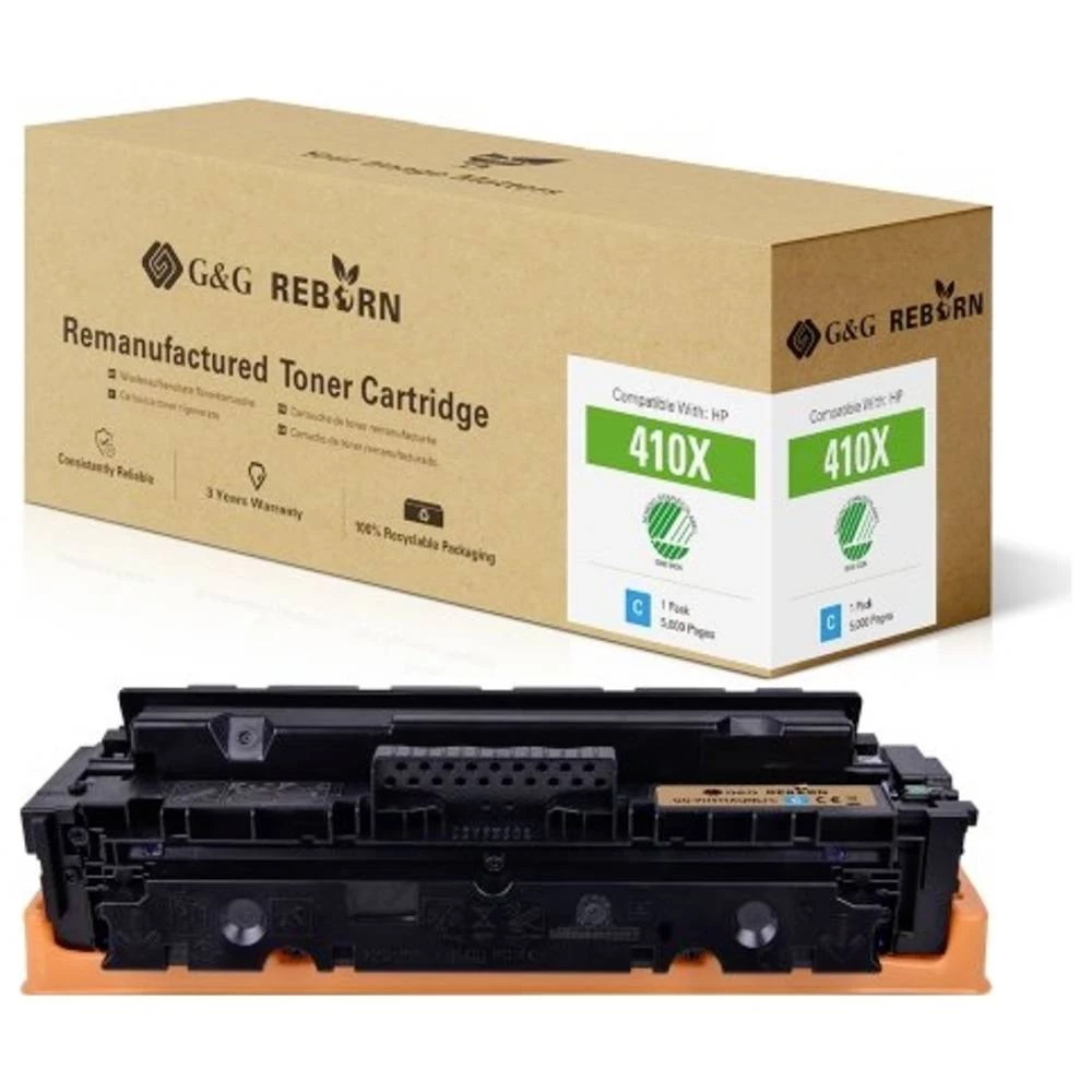 G&G toner zamijenjen HP 410X kompatibilan  cijan 5000 Stranica Reborn remanufactured 21262 slika