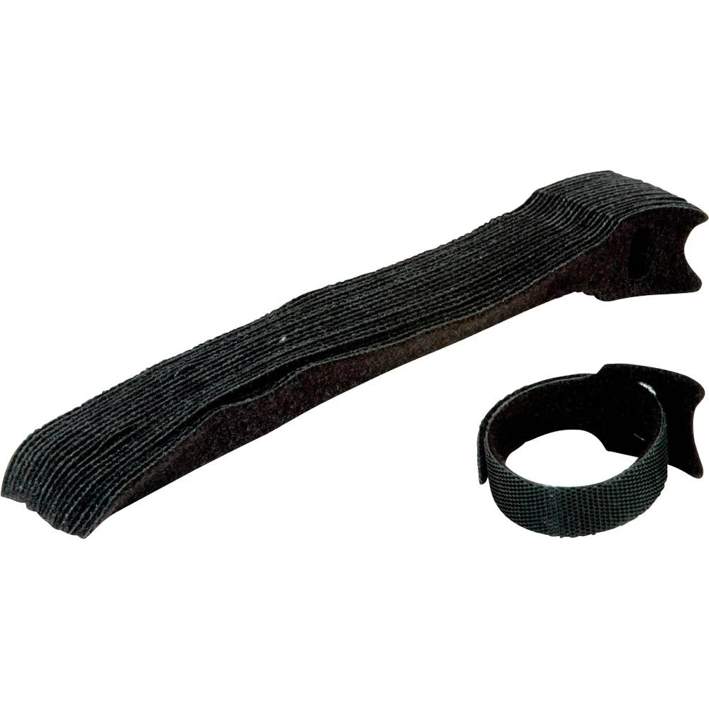 Value 25.99.5240 prianjajuća kabelska vezica za povezivanje mekana vunena roba, grip i mekana vunena tkanina, statički dio (D x Š) 15 cm x 10 mm crna 20 St. slika