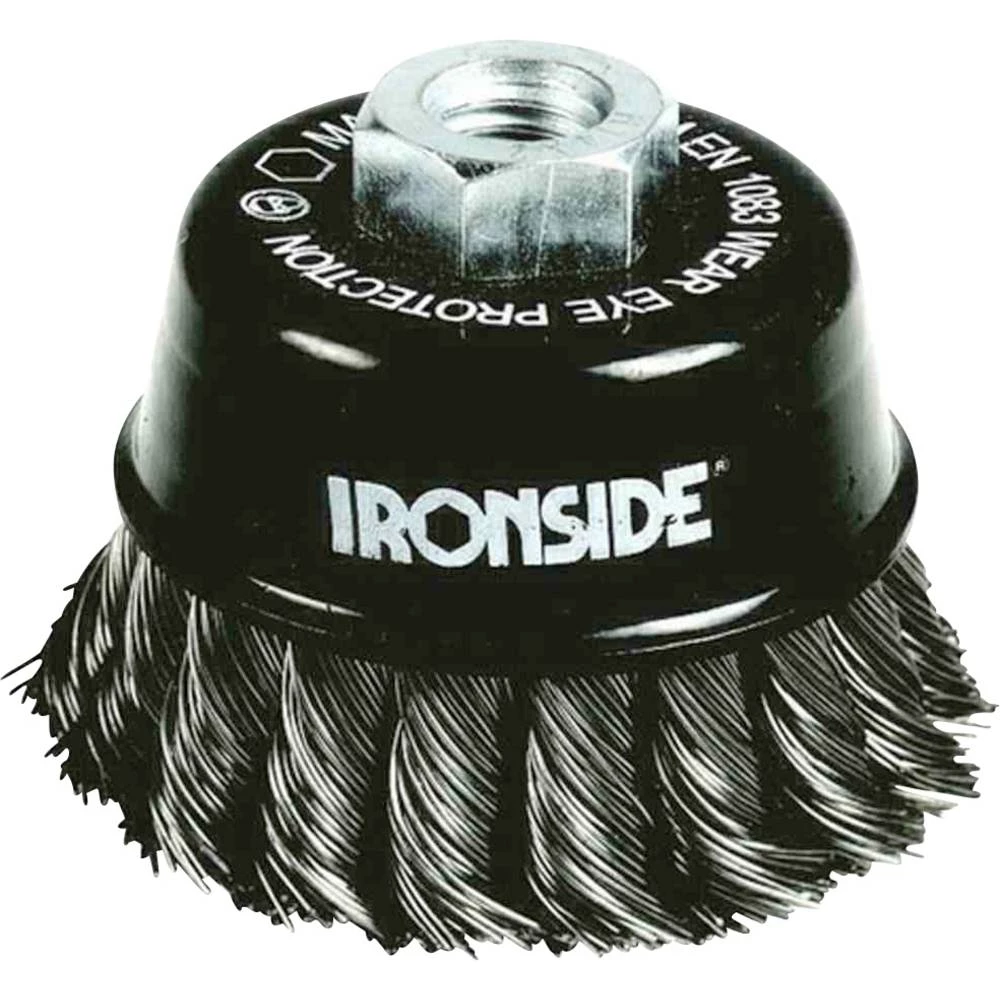 IRONSIDE Čelik četka za čaše Ø 80 mm, za kutne brusilice, čvorovasta žica, s navojem M14, debljina žice 0,50 mm 243006 1 slika