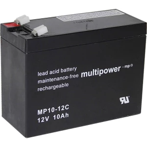 Olovni akumulator 12 V 10 Ah multipower PB-12-10-6,35 MP10-12C Olovno-koprenasti (Š x V x d) 151 x 118.5 x 65 mm Plosnati priklj slika