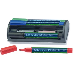 Schneider 111098 MAXX Eco 115 whiteboard marker set crna, crvena, plava boja, zelena slika