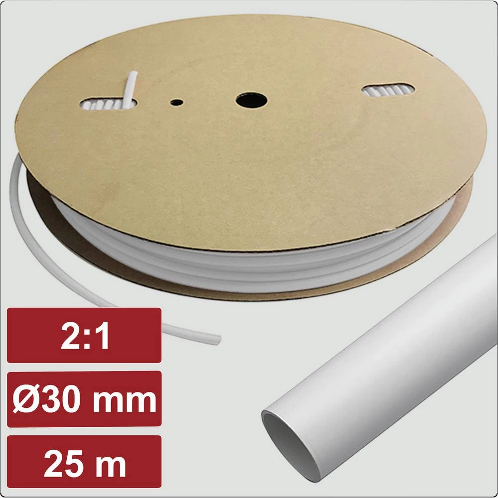 Electronic Garage EG25CA034 skupljajuća cijev s ljepilomi bijela 30 mm 15 mm Stopa skupljanja:2:1 25 m slika