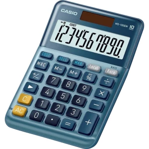 Casio MS-100EM stolni kalkulator plava boja Zaslon (broj mjesta): 10 solarno napajanje (D x Š) 101 mm x 149 mm slika