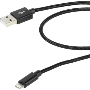 Vivanco USB 2.0 Priključni kabel [1x Muški konektor USB - 1x Muški konektor Apple Dock Lightning] 1.5 m Crna Oplaštenje od tekst slika